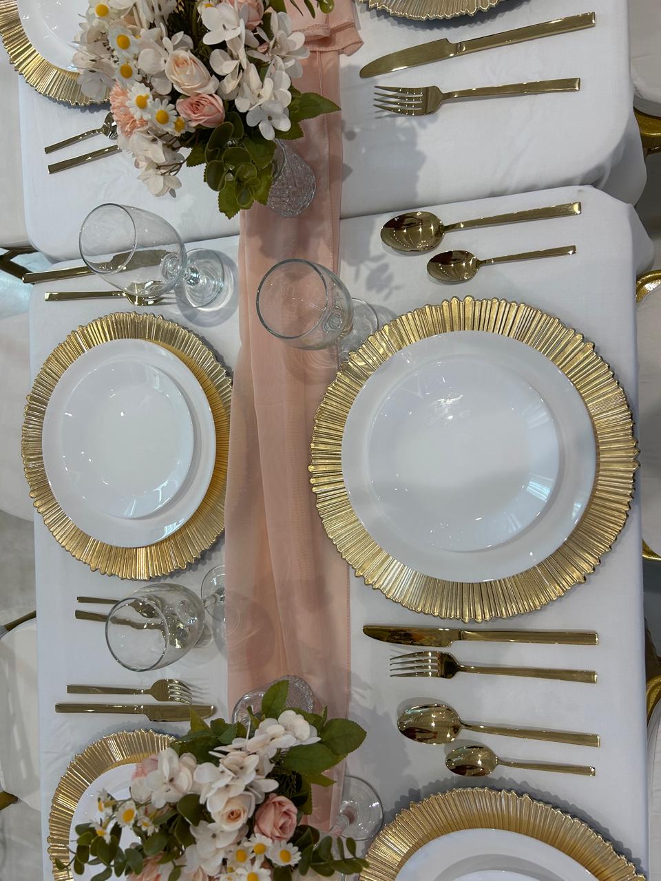 Carla rectangular Table with Gold chivari chairs 20 pax setup - Image 2